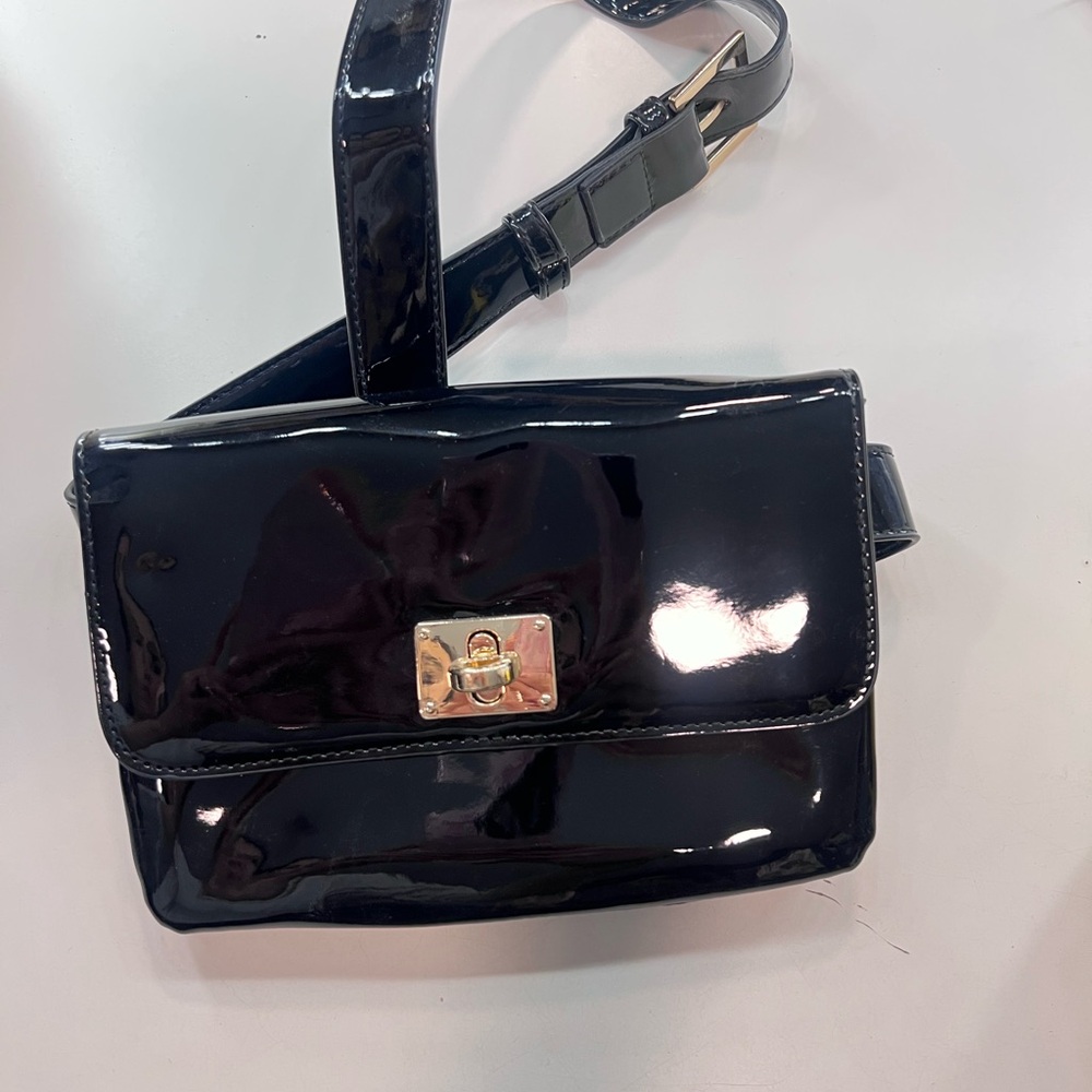 Forever 21 Black Patent Leather Fanny Pack